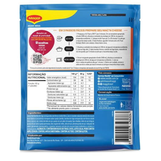Macarrão Sabor Mac N' Cheese Maggi Pacote 65g - Imagem em destaque