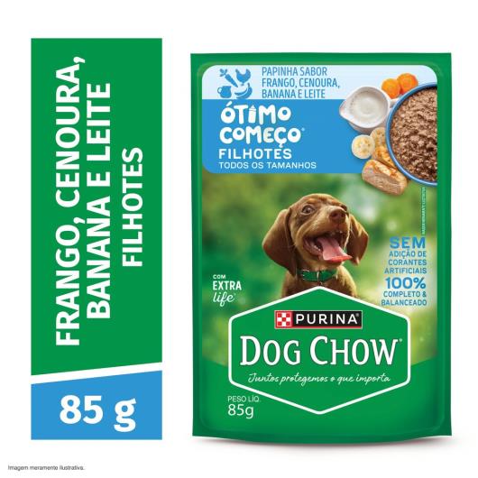 Ração Úmida para Cães Filhotes Frango, Cenoura, Banana e Leite Dog Chow Óimo Começo 85g - Imagem em destaque