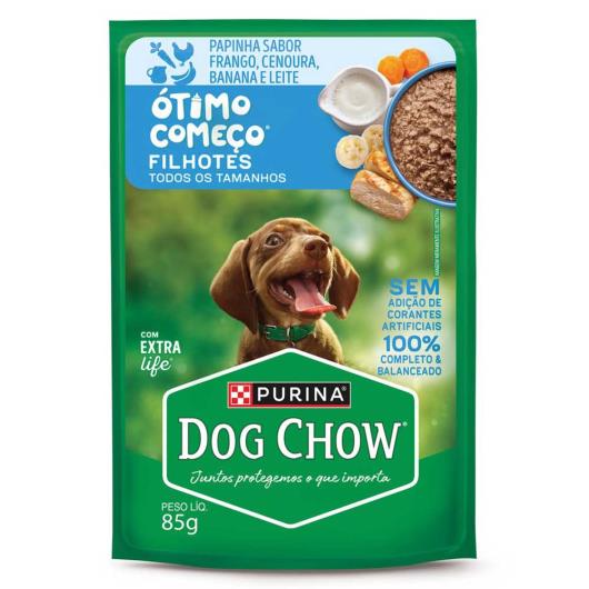 Ração Úmida para Cães Filhotes Frango, Cenoura, Banana e Leite Dog Chow Óimo Começo 85g - Imagem em destaque