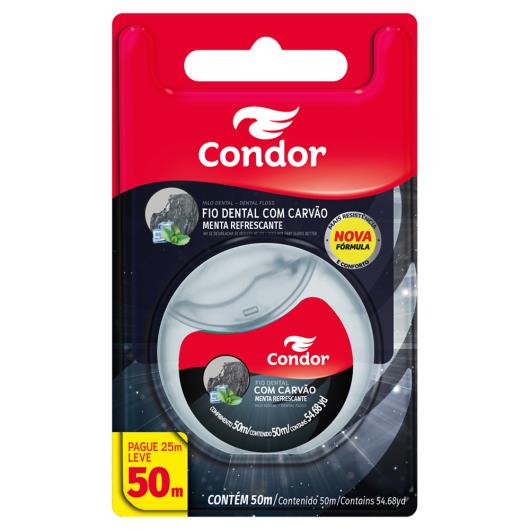 Fio Dental Menta Refrescante Carvão Condor Leve 50m Pague 25m - Imagem em destaque