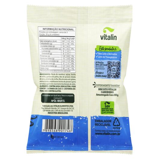 Biscoito Amanteigado Caseirinho Baunilha sem Glúten Vitalin Pacote 100g - Imagem em destaque