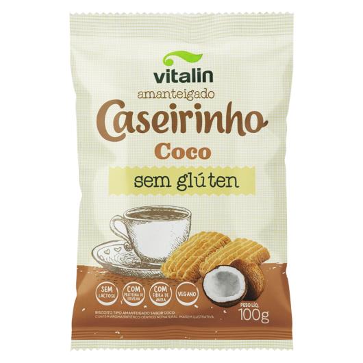 Biscoito Amanteigado Caseirinho Coco sem Glúten Vitalin Pacote 100g - Imagem em destaque