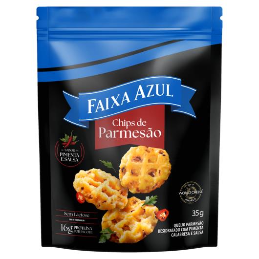 Chips de Parmesão Pimenta e Salsa Zero Lactose Faixa Azul Pouch 35g - Imagem em destaque
