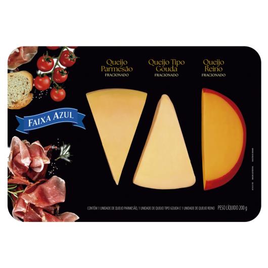 Tábua de Queijos Parmesão, Gouda e Reino Faixa Azul 200g - Imagem em destaque