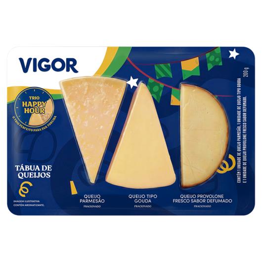 Tábua de Queijos Parmesão, Gouda e Provolone Vigor Trio Happy Hour 200g - Imagem em destaque