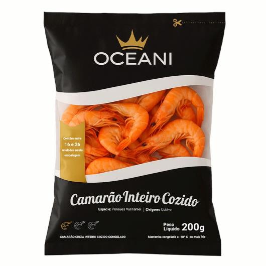 Camarão Inteiro Cozido Oceani Congelado Pacote 200g - Imagem em destaque