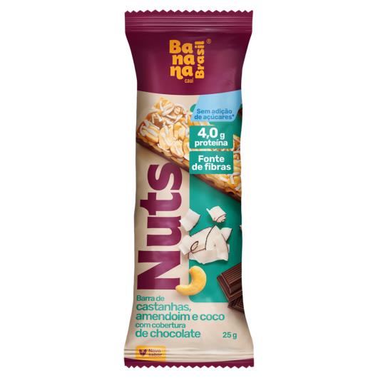 Barra de Nuts Castanhas, Amendoim e Coco Cobertura Chocolate Banana Brasil 25g - Imagem em destaque
