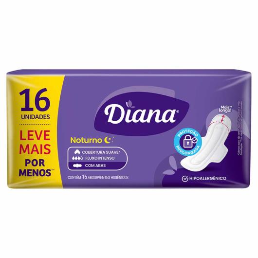 Absorvente Noturno com Abas Cobertura Suave Diana 16 Unidades Leve Mais Pague Menos - Imagem em destaque