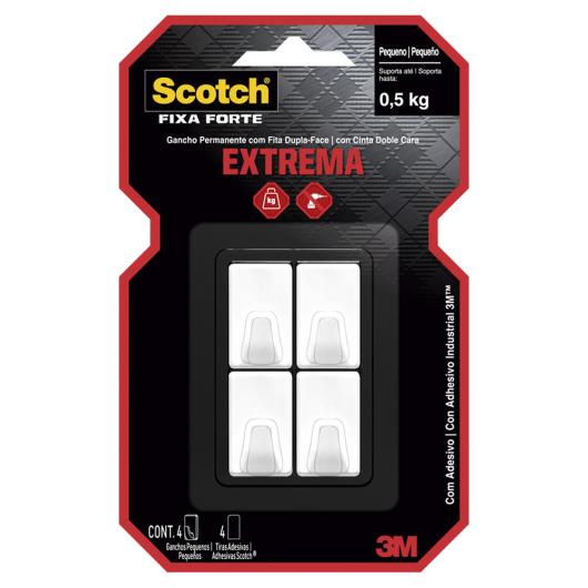 Gancho Adesivo Fixa Forte 0,5kg Scotch Extrema 4 Unidades - Imagem em destaque