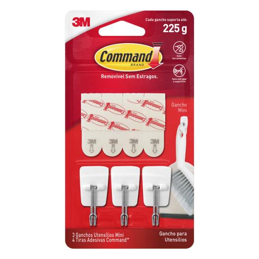 Gancho Adesivo para Utensílios 225g Command 3 Unidades - Imagem em destaque