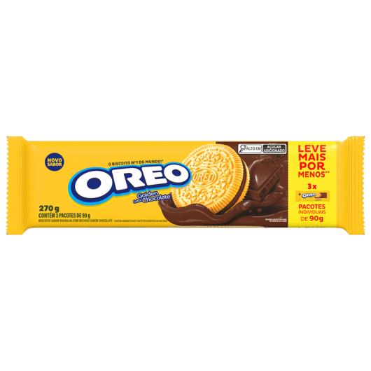 Biscoito Baunilha Recheio Chocolate Oreo Golden Pacote 270g Leve Mais Pague Menos - Imagem em destaque