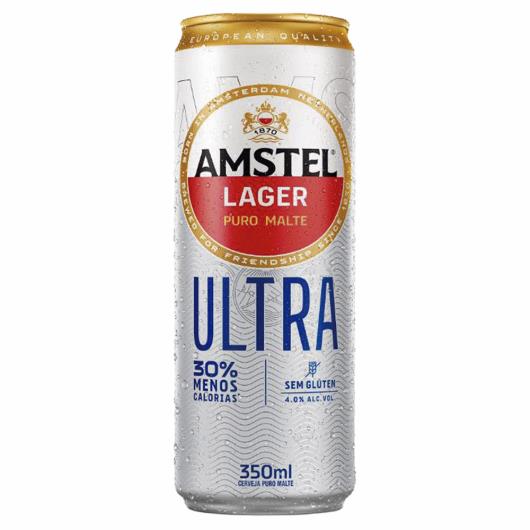 Cerveja Lager Puro Malte sem Glúten Amstel Ultra Lata 350ml - Imagem em destaque