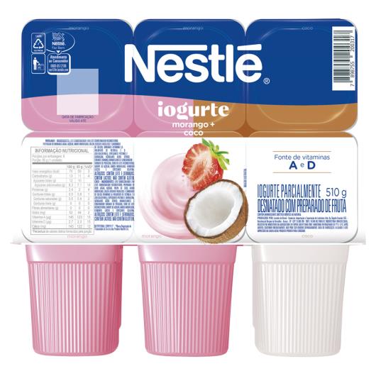 Iogurte Parcialmente Desnatado Morango + Coco Nestlé Bandeja 510g - Imagem em destaque