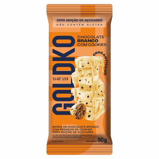 Chocolate Branco com Cookies Zero Adição de Açúcares Goldko 80g - Imagem em destaque