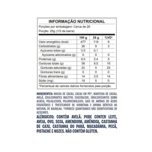 Chocolate Goldko 70% Cacau com Pedaços de Avelãs Zero Adição de Açúcares 80g - Imagem em destaque