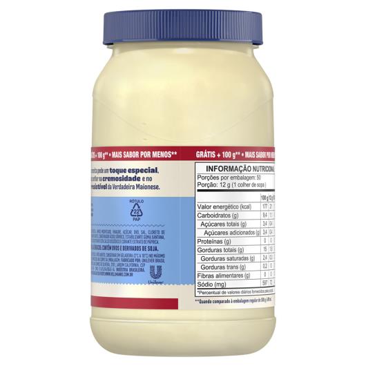 Maionese Light Hellmann's Pote Leve 600g Pague 500g - Imagem em destaque