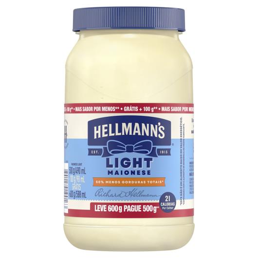 Maionese Light Hellmann's Pote Leve 600g Pague 500g - Imagem em destaque