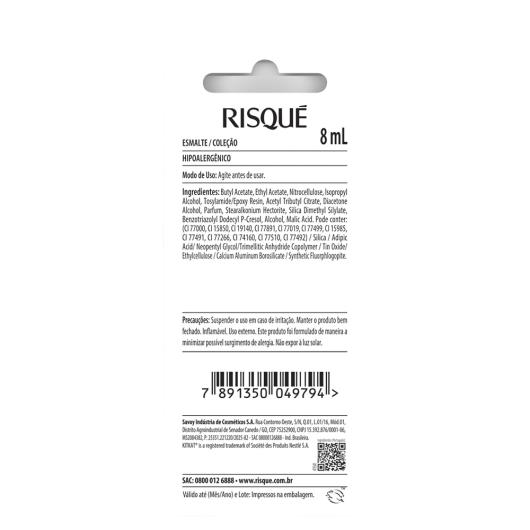 Esmalte Risqué Cremoso Só Mais Um Pedacinho Kitkat Blister 8ml - Imagem em destaque