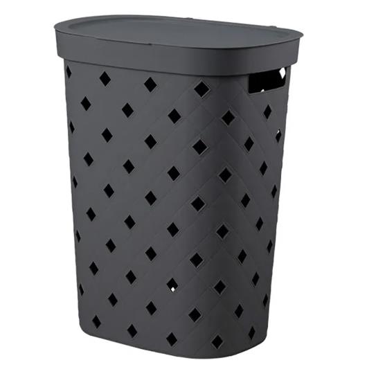 Cesto Roupa Coza com Tampa Puffer Cinza 49l - Imagem em destaque