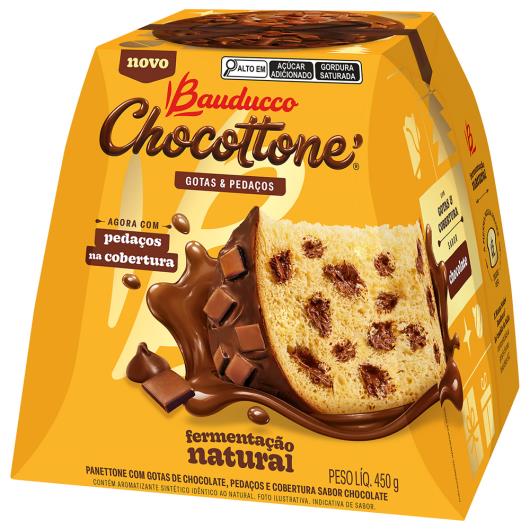 Chocottone Bauducco Gotas e Pedaços de Chocolate Cobertura Chocolate 450g - Imagem em destaque