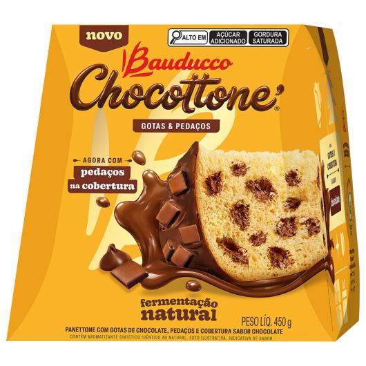 Chocottone Bauducco Gotas e Pedaços de Chocolate Cobertura Chocolate 450g - Imagem em destaque