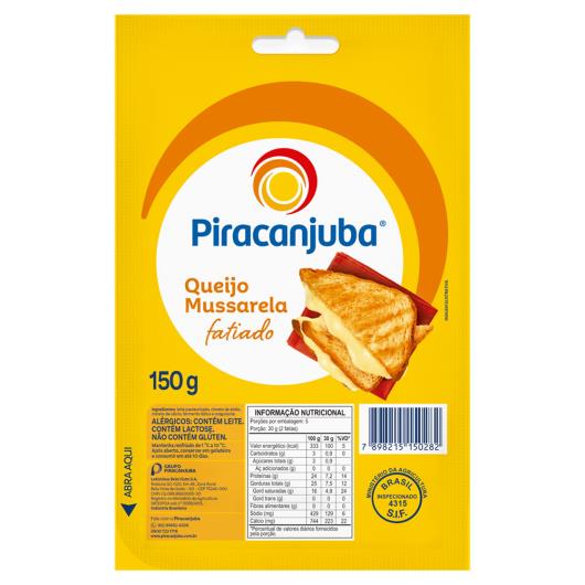 Queijo Mussarela Piracanjuba Fatiado 150g - Imagem em destaque