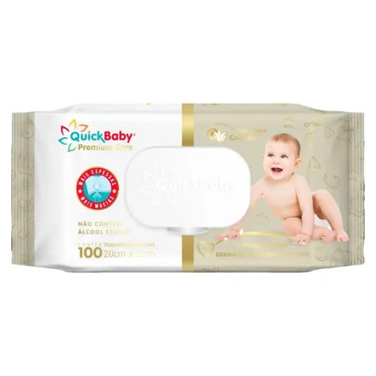 Toalha Umedecida Quick Baby Premium Care 20cmX15cm 100 Unidades - Imagem em destaque