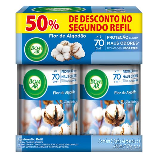 Neutralizador de Odores Flor de Algodão Bom Ar Freshmatic Frasco 250ml Cada Refil Pack 2 Unidades - Imagem em destaque