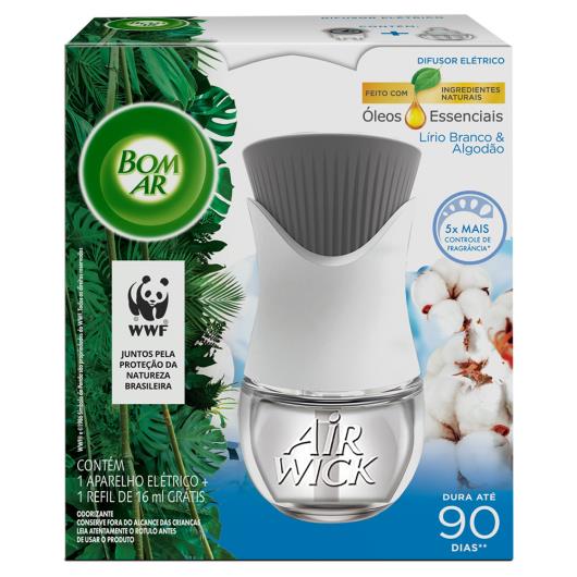 Difusor de Ambiente Elétrico Lírio Branco & Algodão Bom Ar Air Wick Caixa Grátis Refil 16ml - Imagem em destaque