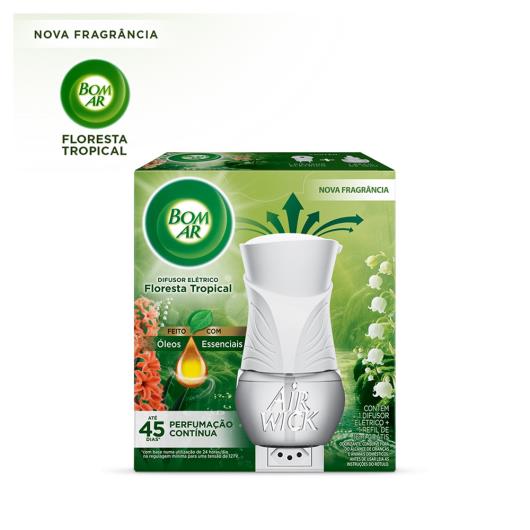 Difusor de Ambiente Elétrico Bom Ar Air Wick Floresta Tropical Caixa Grátis Refil 16ml - Imagem em destaque