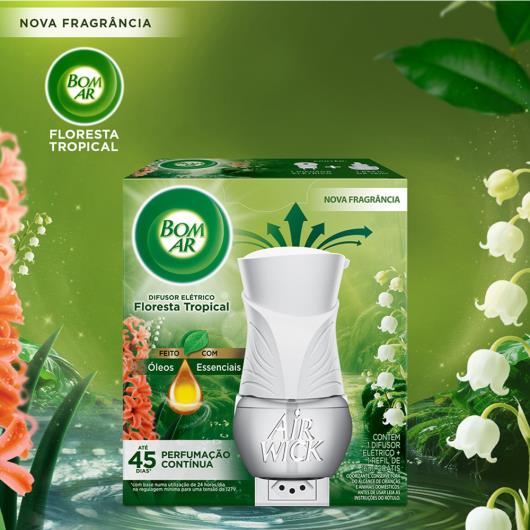 Difusor de Ambiente Elétrico Bom Ar Air Wick Floresta Tropical Caixa Grátis Refil 16ml - Imagem em destaque