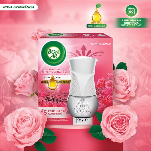 Difusor de Ambiente Elétrico Bom Ar Air Wick Jardim de Rosas Caixa Grátis Refil 16ml - Imagem em destaque