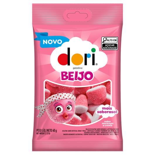 Bala de Gelatina Dori Beijo Morango e Creme Pacote 60g - Imagem em destaque