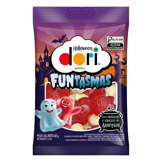 Bala de Gelatina Dori Halloween Morango e Abacaxi de Arrepiar Funtasmas Pacote 60g - Imagem em destaque