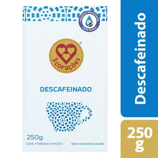 Café Descafeinado 3 Corações em Pó Torrado e Moído à Vácuo 250G - Imagem em destaque