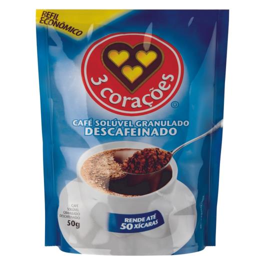 Café Solúvel Descafeinado 3 Corações Sache 50g - Imagem em destaque
