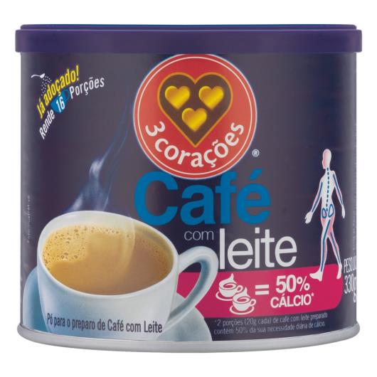 Café com Leite 3 Corações Solúvel em Pó com Cálcio Lata 330G - Imagem em destaque