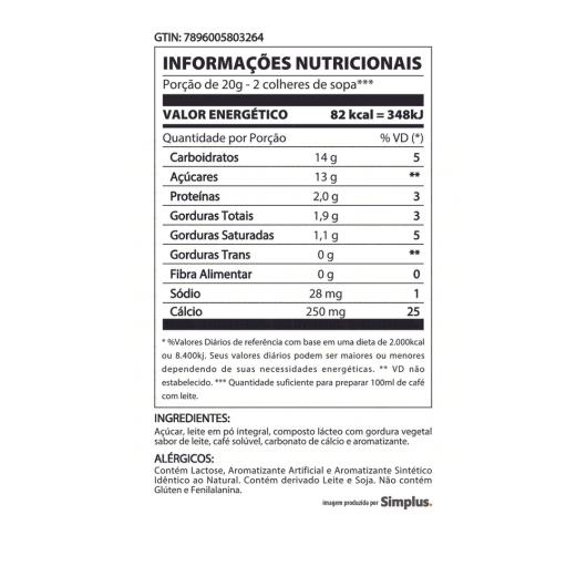 Café com Leite 3 Corações Solúvel em Pó com Cálcio Lata 330G - Imagem em destaque