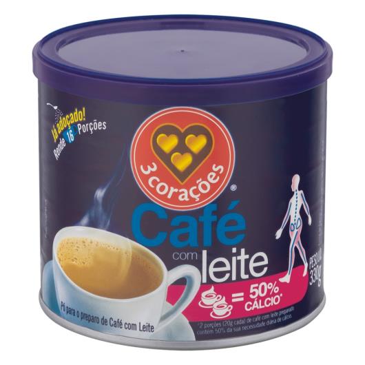 Café com Leite 3 Corações Solúvel em Pó com Cálcio Lata 330G - Imagem em destaque