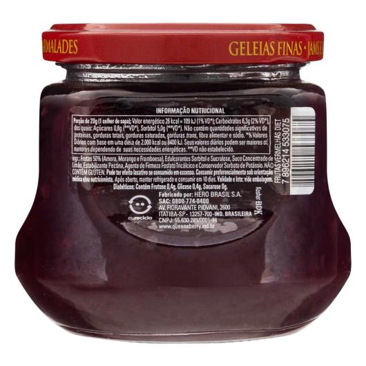 Geleia Frutas Vermelhas Diet Queensberry Vidro 280g - Imagem em destaque