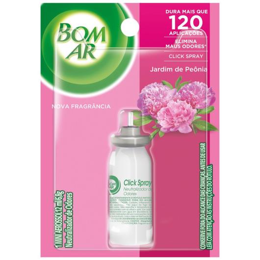 Aromatizador Bom Ar Click Spray Refil Jardim de Peônia 12ml - Imagem em destaque