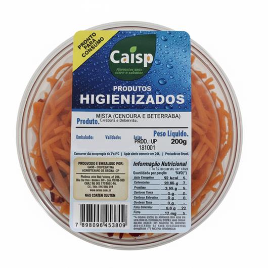 Cenoura com beterraba Higienizada Caisp bandeja 200g - Imagem em destaque