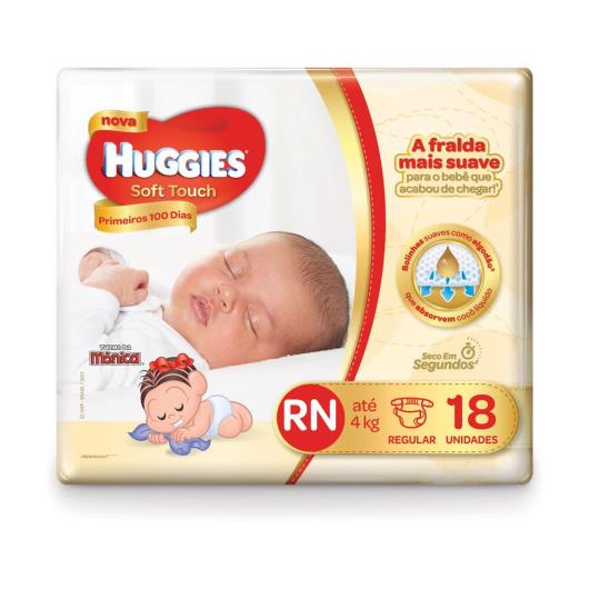 Fralda HUGGIES Soft Touch Primeiros 100 Dias RN - 18 fraldas - Imagem em destaque