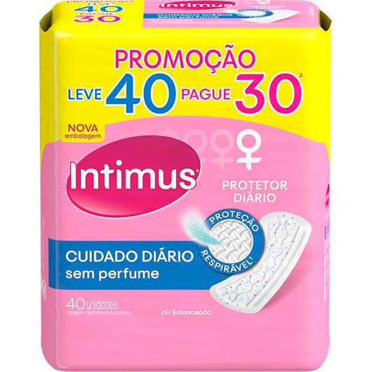 Protetor Diário INTIMUS Cuidado Diário s/Perfume - 40 unidades - Imagem em destaque