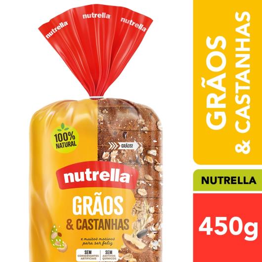 Pão Integral Grãos & Castanhas Nutrella Pacote 450g - Imagem em destaque
