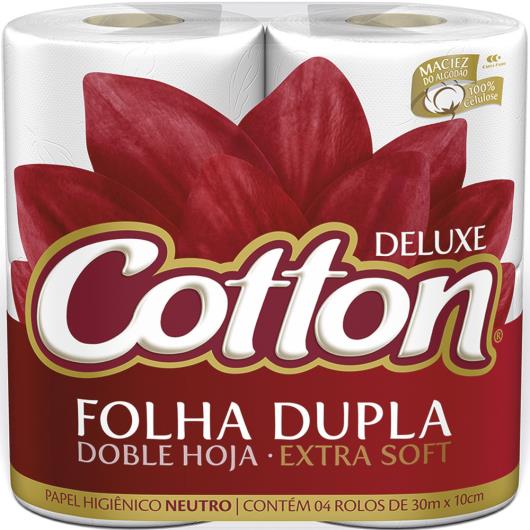 Papel higiênico neutro e folha dupla Cotton 30m 4 unidades - Imagem em destaque