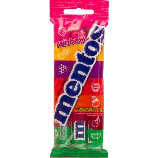 Confeito Mentos mastigável rainbow 3 unidades  114g - Imagem em destaque