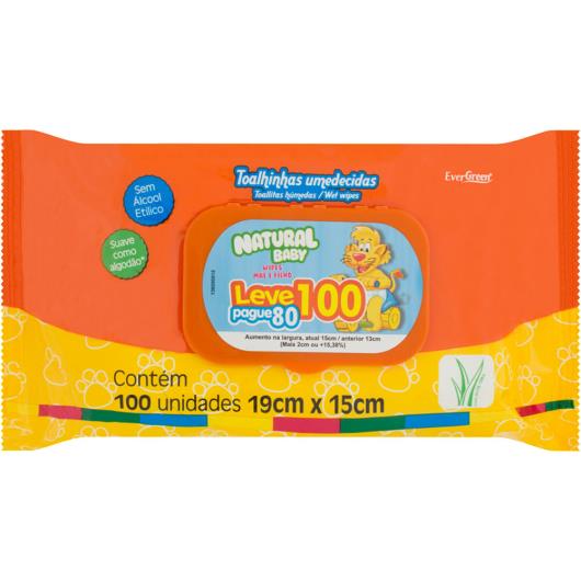 Toalha umedecida Natural Baby Wipes leve 100 pague 80 - Imagem em destaque