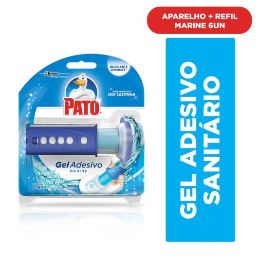 Desodorizador Sanitário Pato Gel Adesivo Aplicador + Refil Marine 6 discos - Imagem em destaque