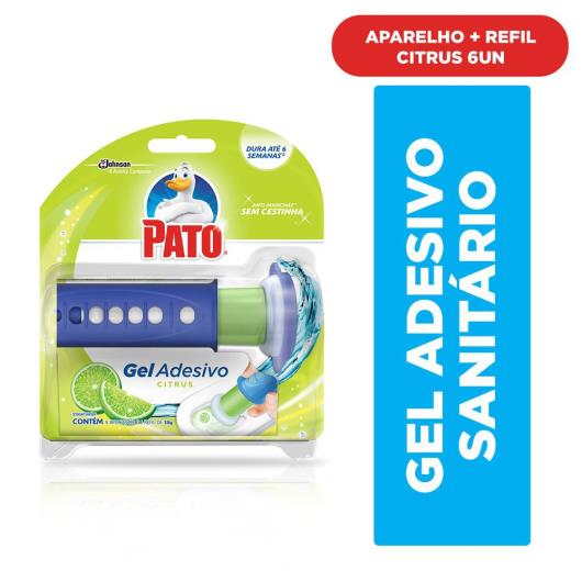 Desodorizador Sanitário PATO Gel Adesivo Aplicador + Refil Citrus 1 unidade - Imagem em destaque